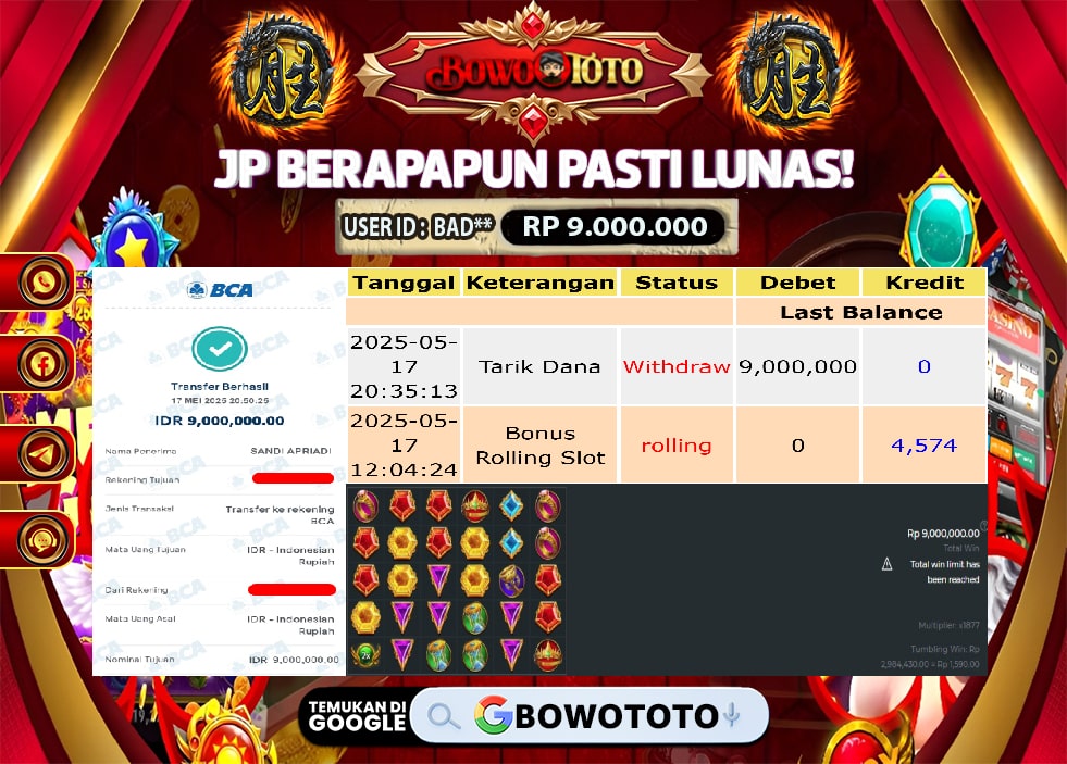 🎯 MAXWIN!! MENANG BESAR DI PERMAINAN GATES OFF OLYMPUS!!! BOWOTOTO BAYAR LUNAS RP 9.000.000!! 💸