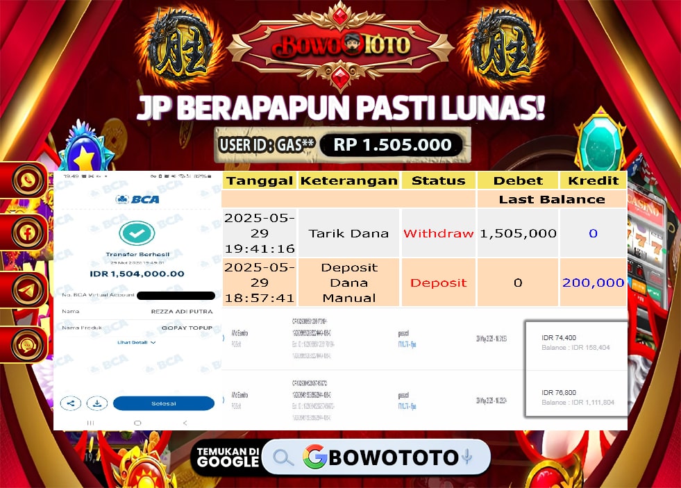 🎯 MAXWIN!! MENANG BESAR DI PERMAINAN MAHJONG WAYS!!! BOWOTOTO BAYAR LUNAS RP 1.505.000!! 💸