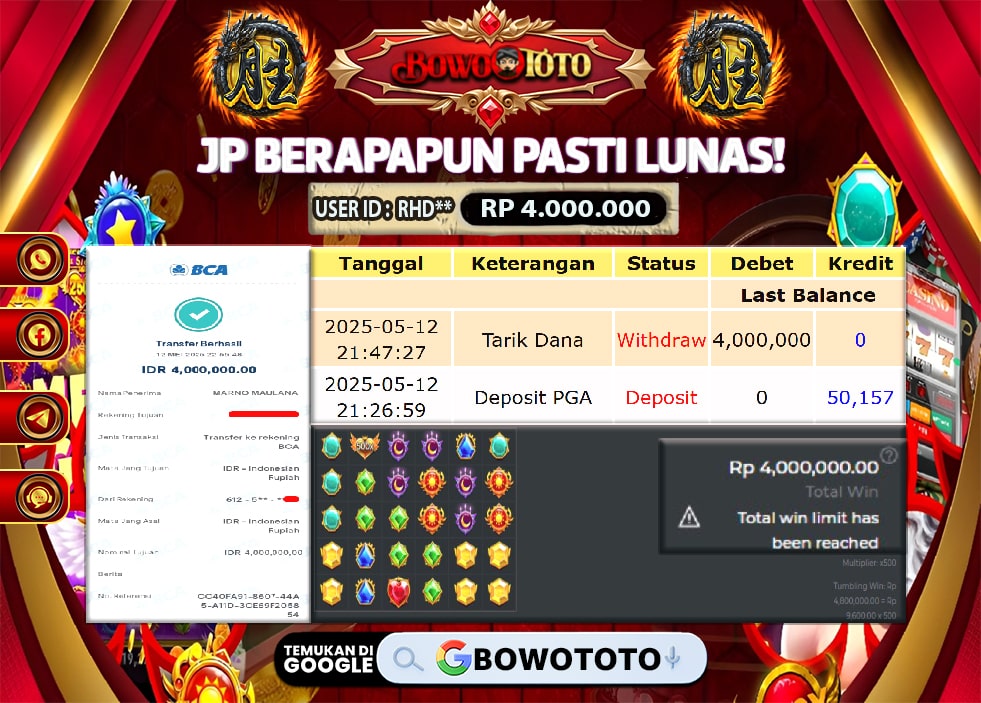 🎯 MAXWIN!! MENANG BESAR DI PERMAINAN PRINCES 1000!!! BOWOTOTO BAYAR LUNAS RP 4.000.000!! 💸