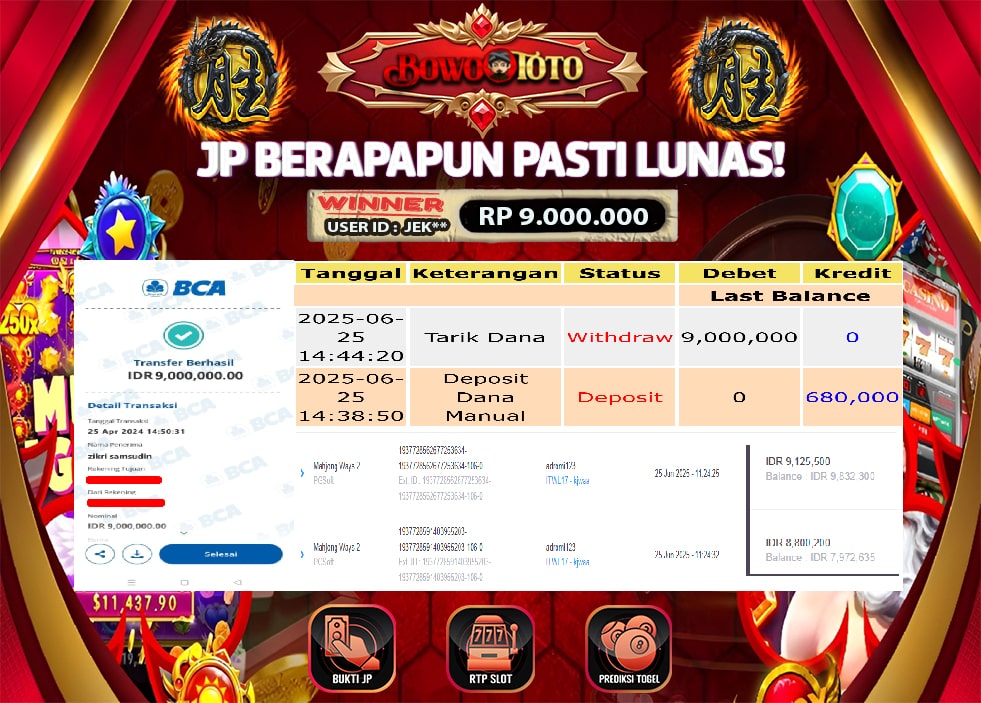 🎯 MAXWIN!! MENANG BESAR DI PERMAINAN MAHJONG WAYS2!!! BOWOTOTO BAYAR LUNAS RP 9.000.000!! 💸