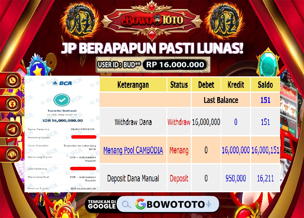 🎯 MAXWIN!! MENANG BESAR DI POLL CAMBODIA !!! BOWOTOTO BAYAR LUNAS RP 16.000.000!! 💸
