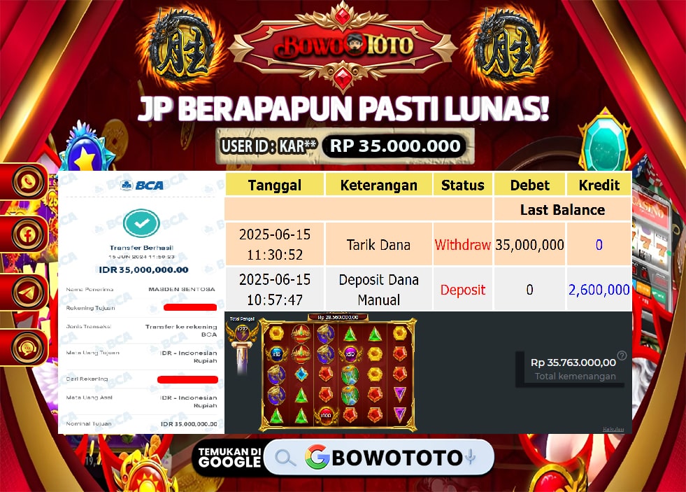 🎯 MAXWIN!! MENANG BESAR DI PERMAINAN OLYMPUS SUPER SCATER!!! BOWOTOTO BAYAR LUNAS RP 35.000.000!! 💸