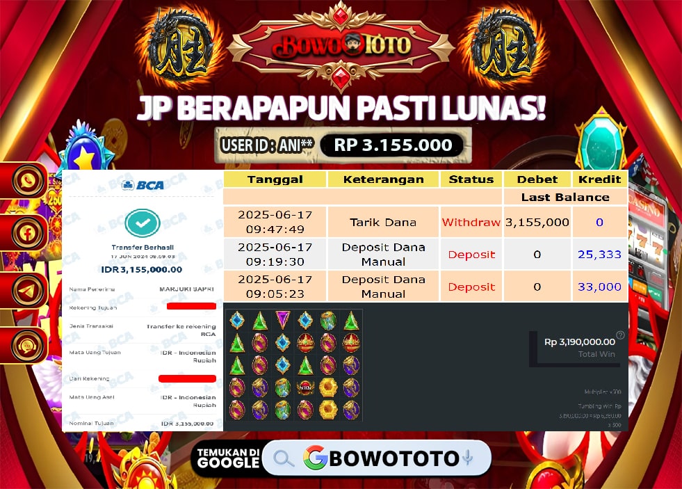 🎯 MAXWIN!! MENANG BESAR DI PERMAINAN GATES OFF OLYMPUS!!! BOWOTOTO BAYAR LUNAS RP 3.155.000!! 💸